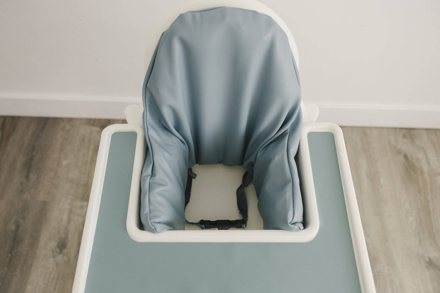 Blue Vegan Leather Cushion Cover for IKEA Antilop Highchair: Cushion + Cover