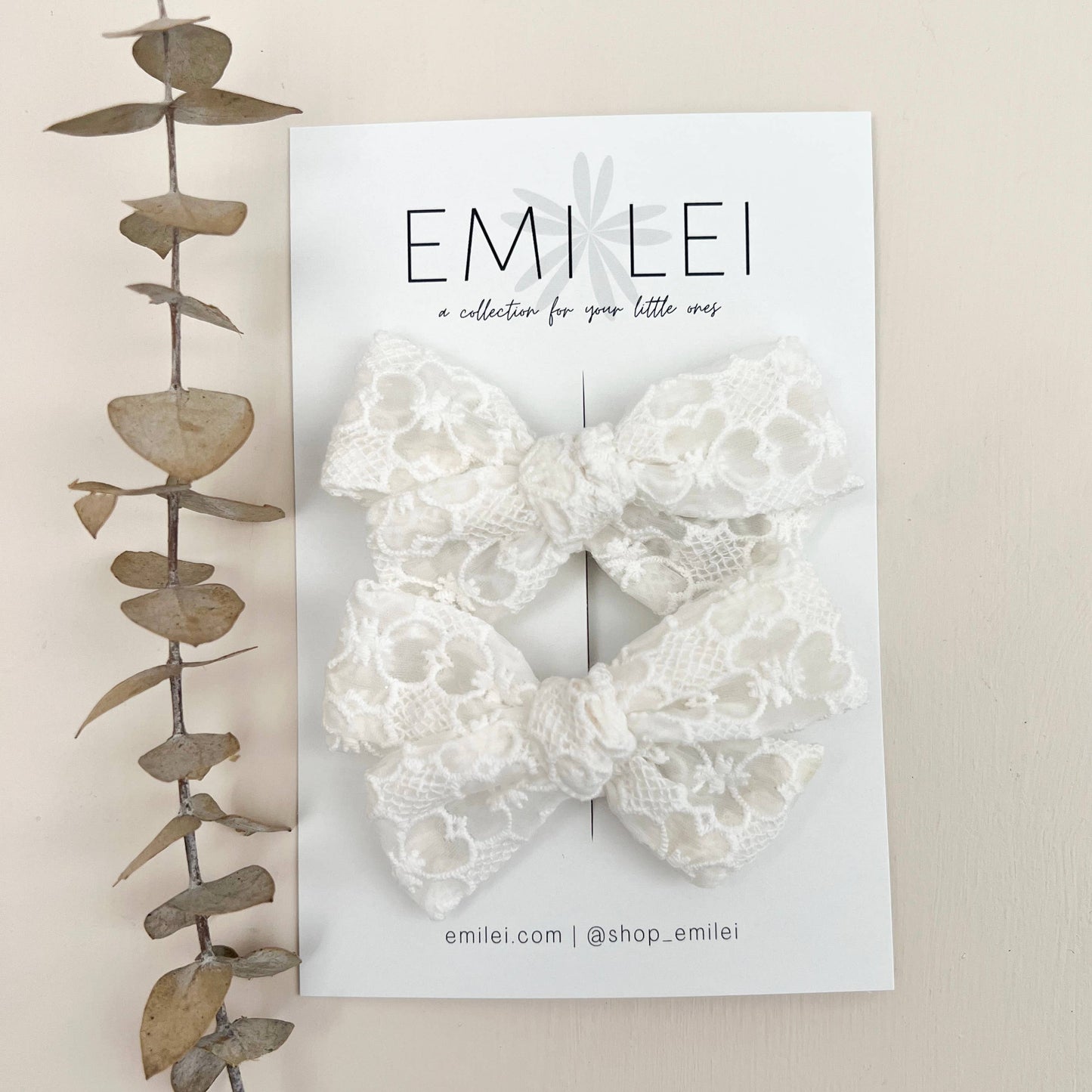 Pigtail Bow Clip Set - Lace