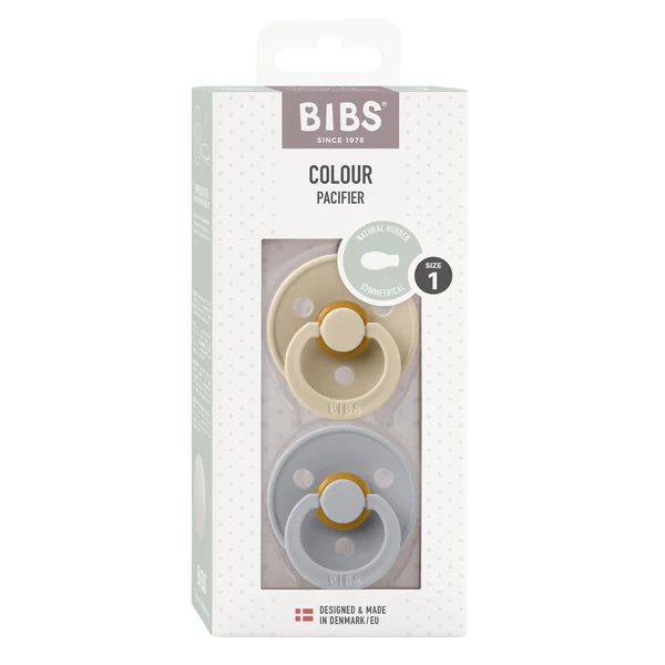 BIBS Pacifier Original COLOUR Latex 2 PK - Symmetrical Vanilla