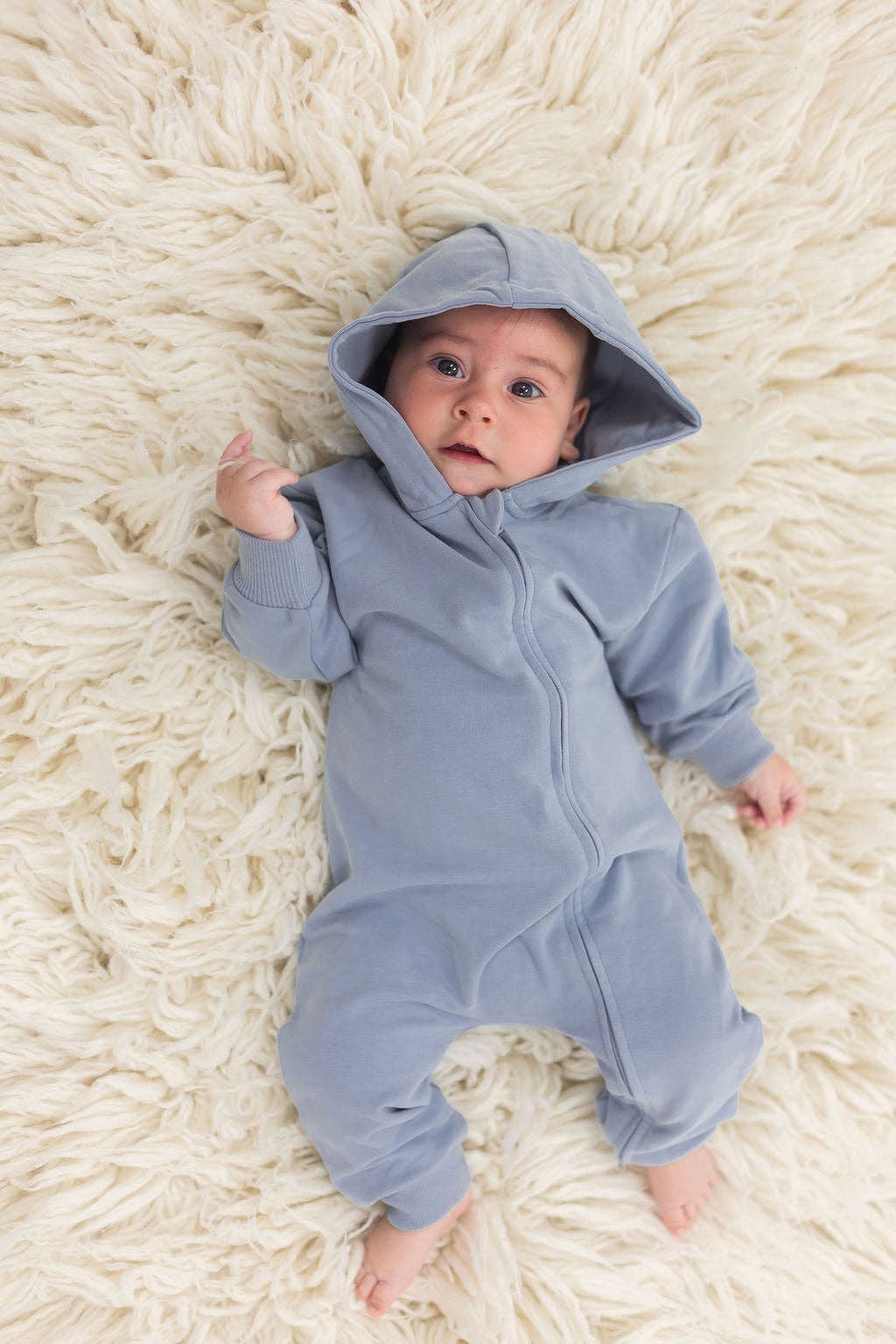Hoodie Romper | Fog: 0/6M