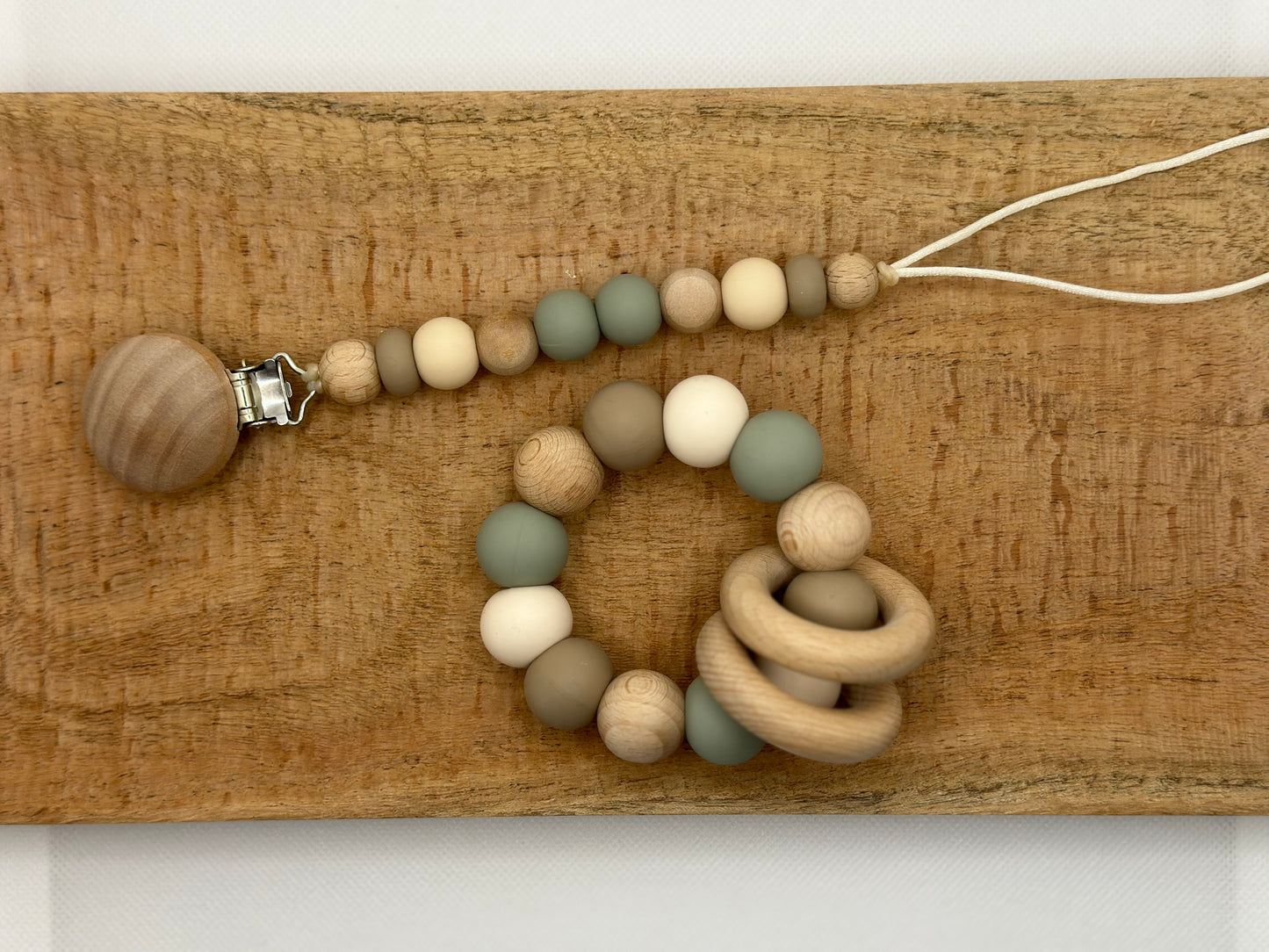 Pacifier Clip / Teether Set - Beacon Grey