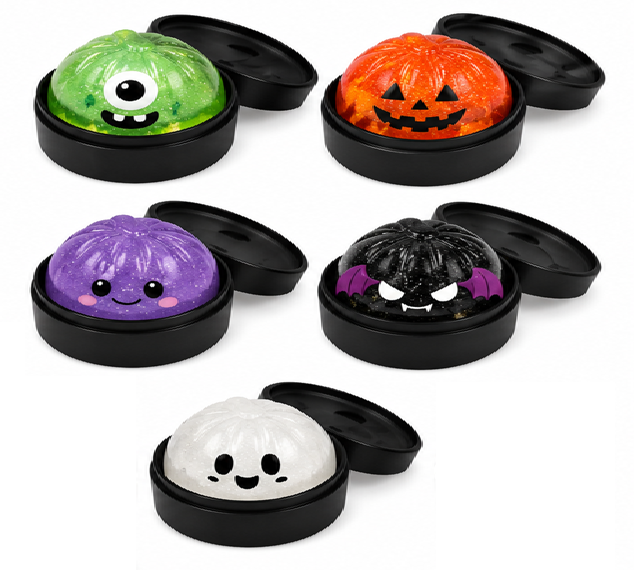 *PreOrder* 4" Halloween Glitter Jelly Dumpling - Black Steamer