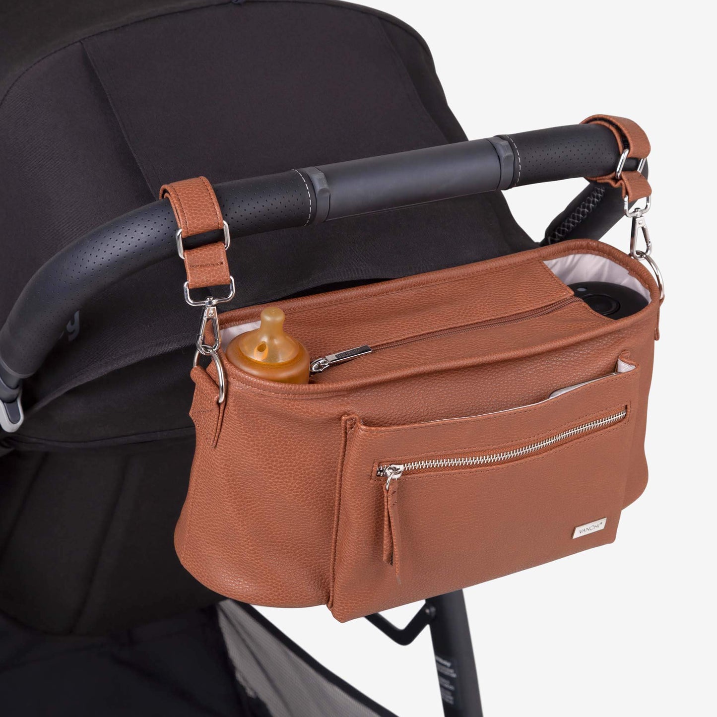 VANCHI Stroller Caddy - Pebbled Tan