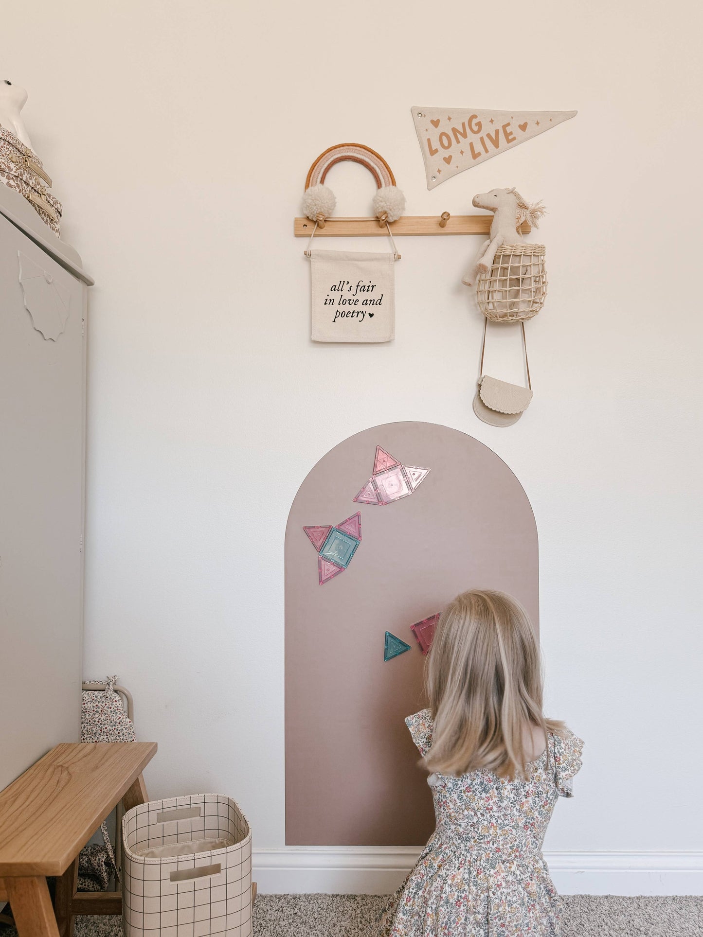 Magic Playwall - Arch Magnetic Art Wall Decal for Kids: Stone Grey
