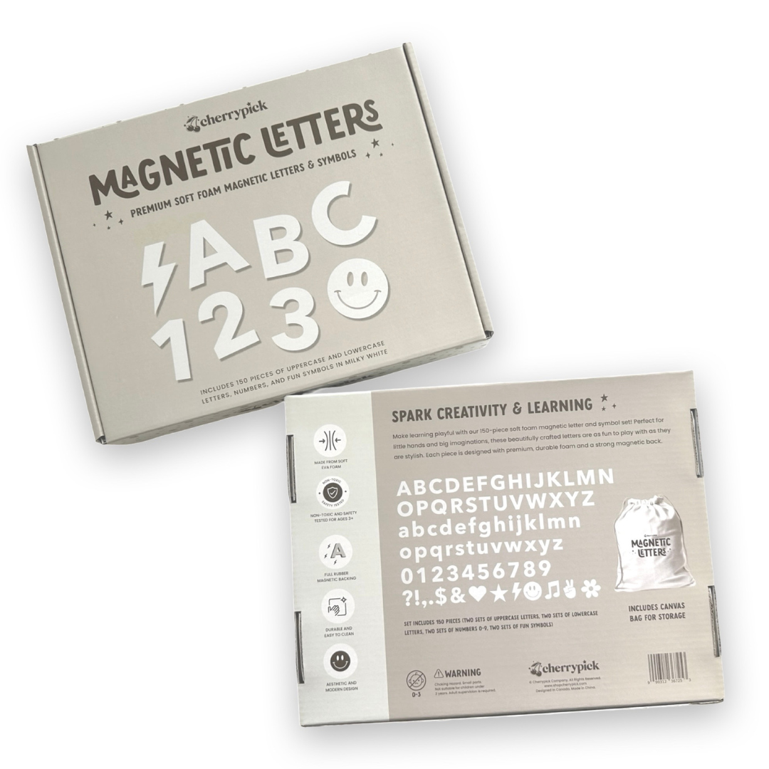 Soft Foam Magnetic Letters & Symbols 150pc Set: Milky White