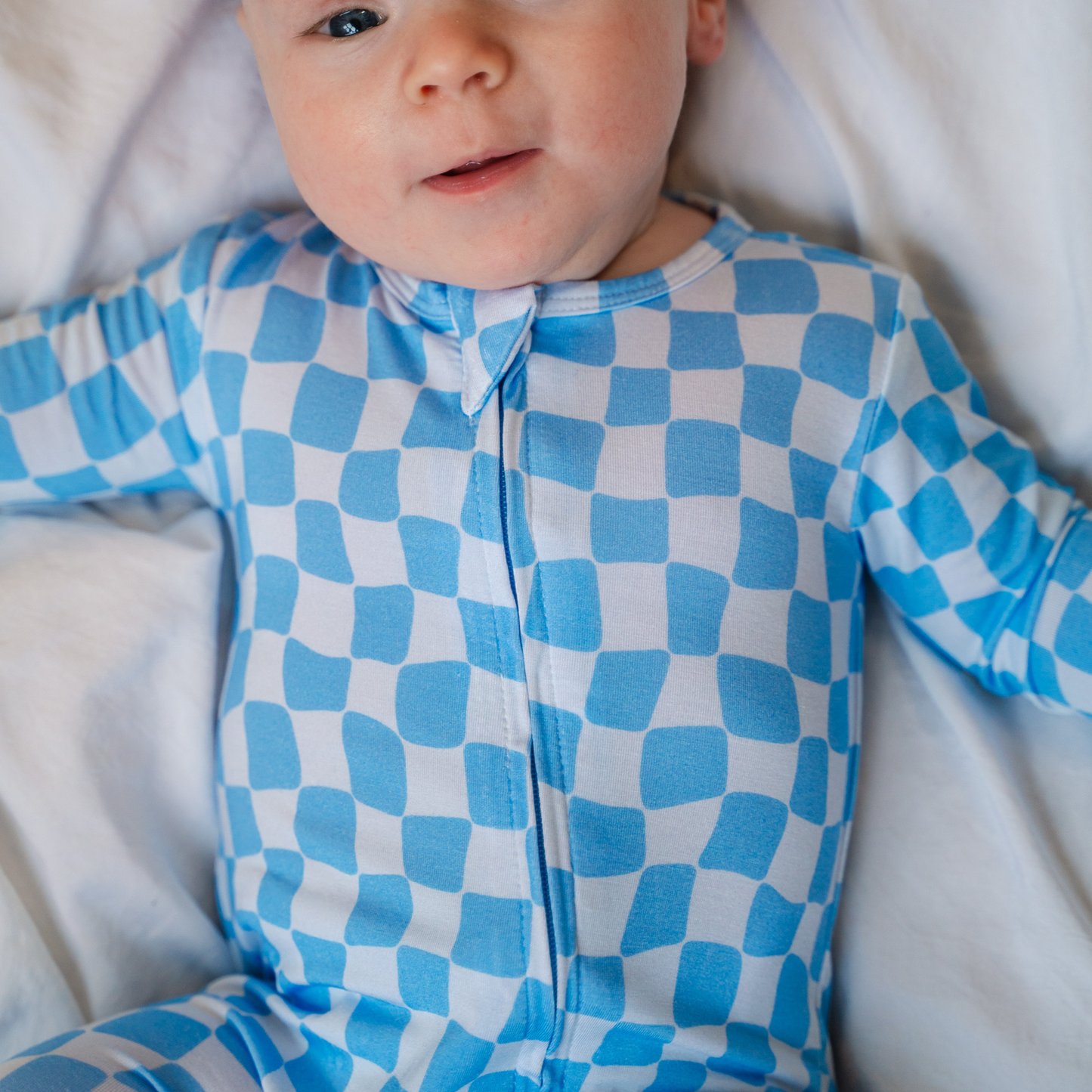 Bamboo Footed Sleepers | Cruise Collection: Wavy Checks - Purple / 3-6M