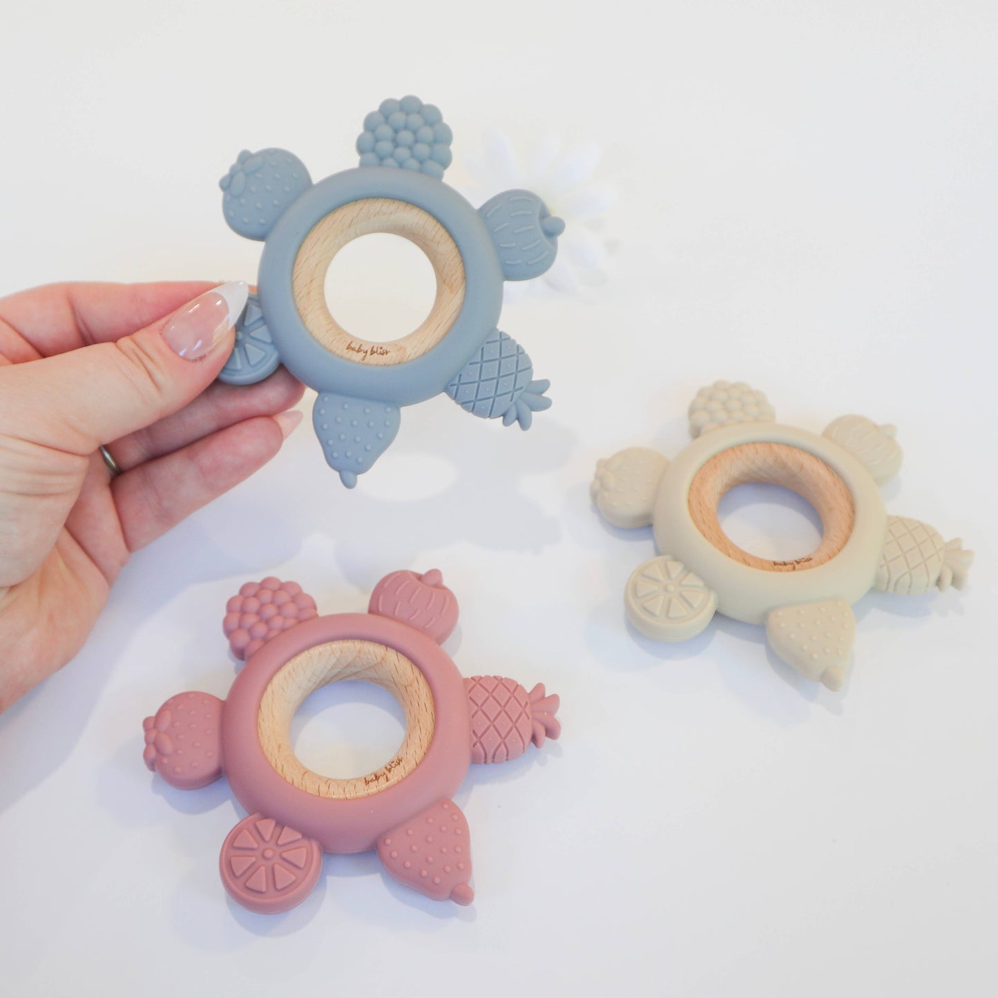 Fruit Teether Ring - Dusty Blue: Dusty Blue