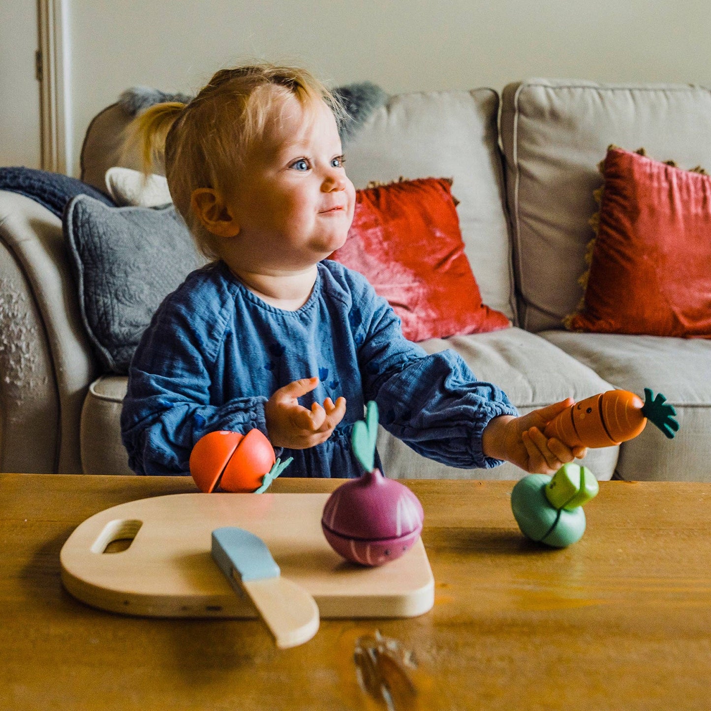 NEW! Happy Wooden Veggies Cutting Veg