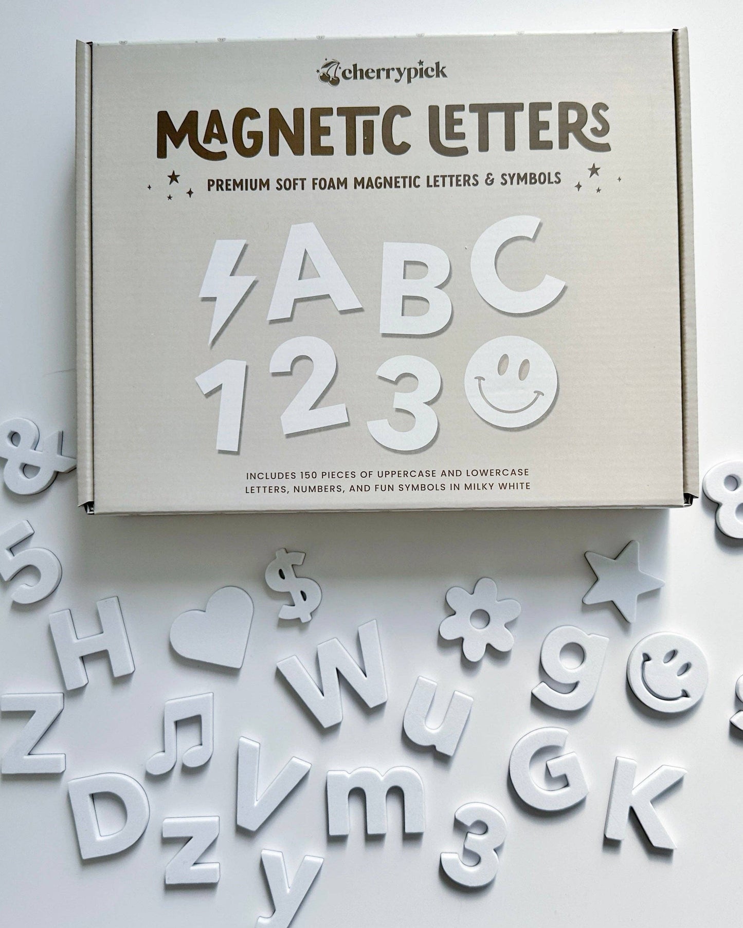 Soft Foam Magnetic Letters & Symbols 150pc Set: Milky White