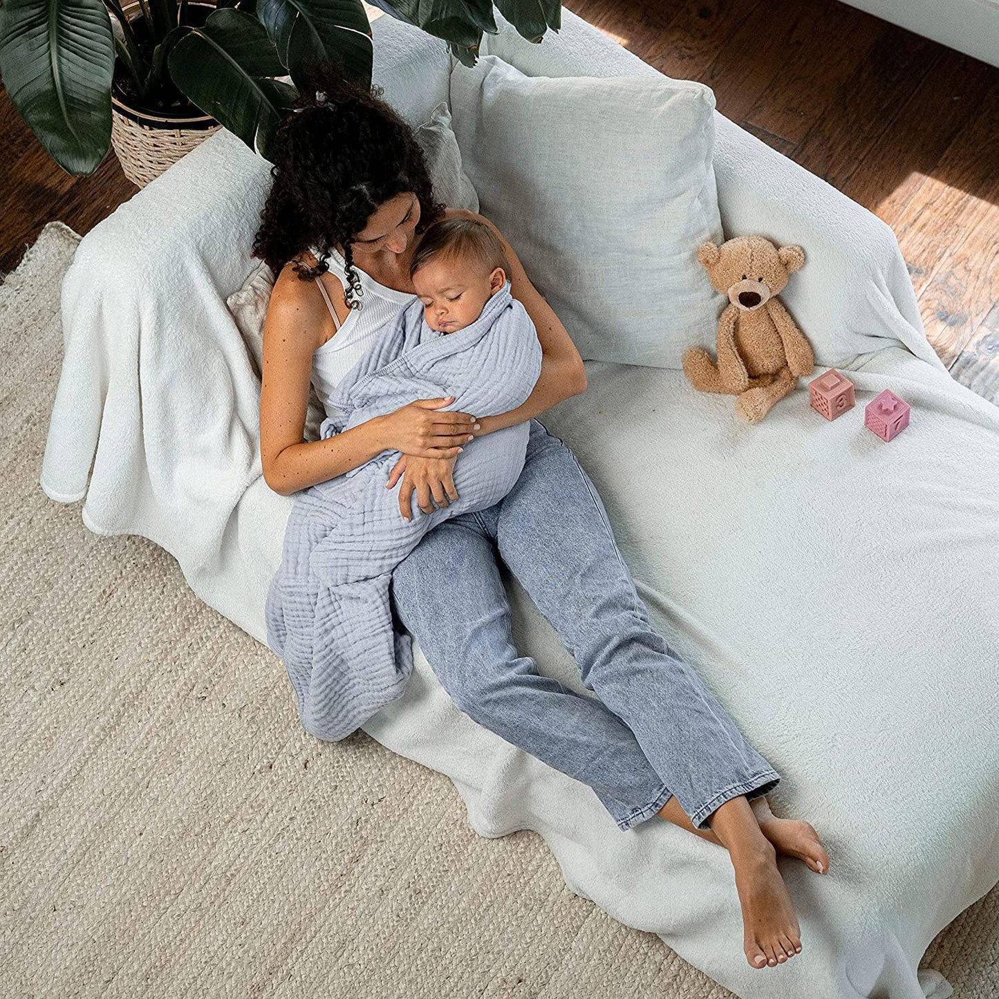 Baby Muslin Cotton Blankets by Comfy Cubs: Mauve