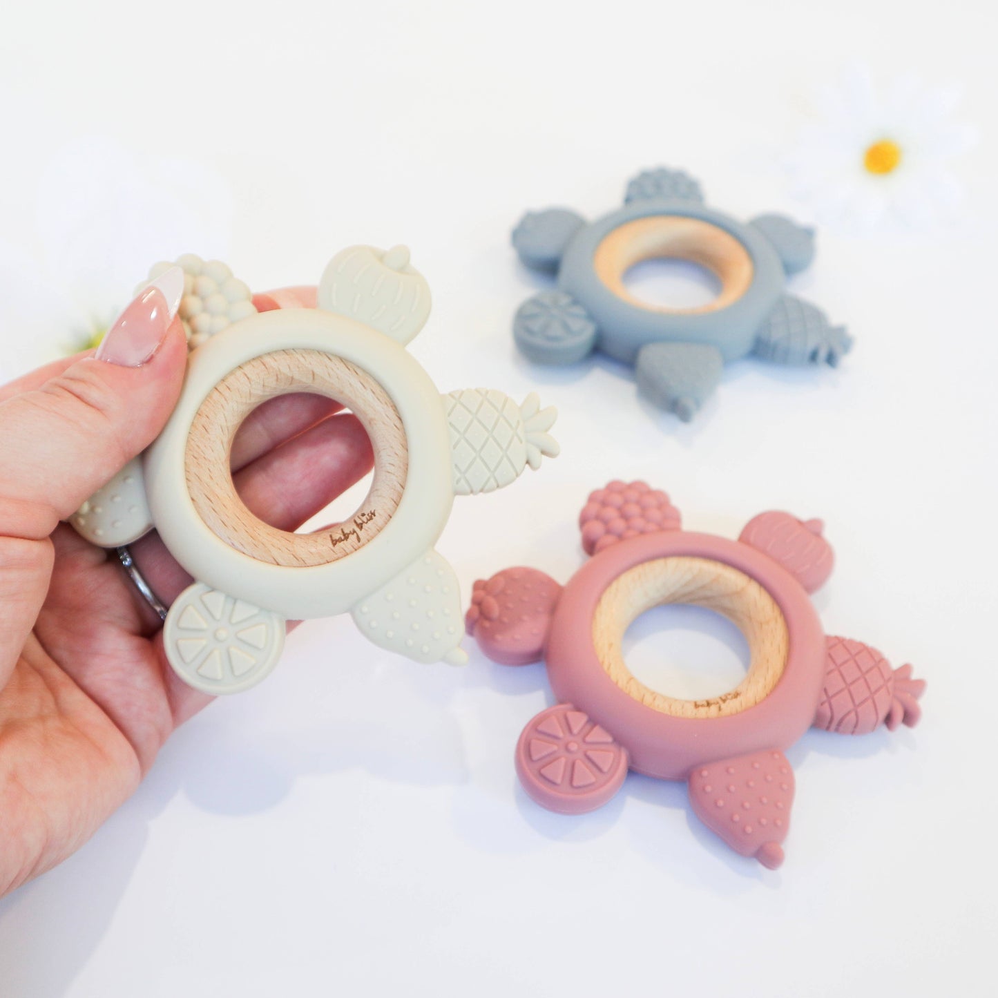 Fruit Teether Ring - Dusty Blue: Dusty Blue