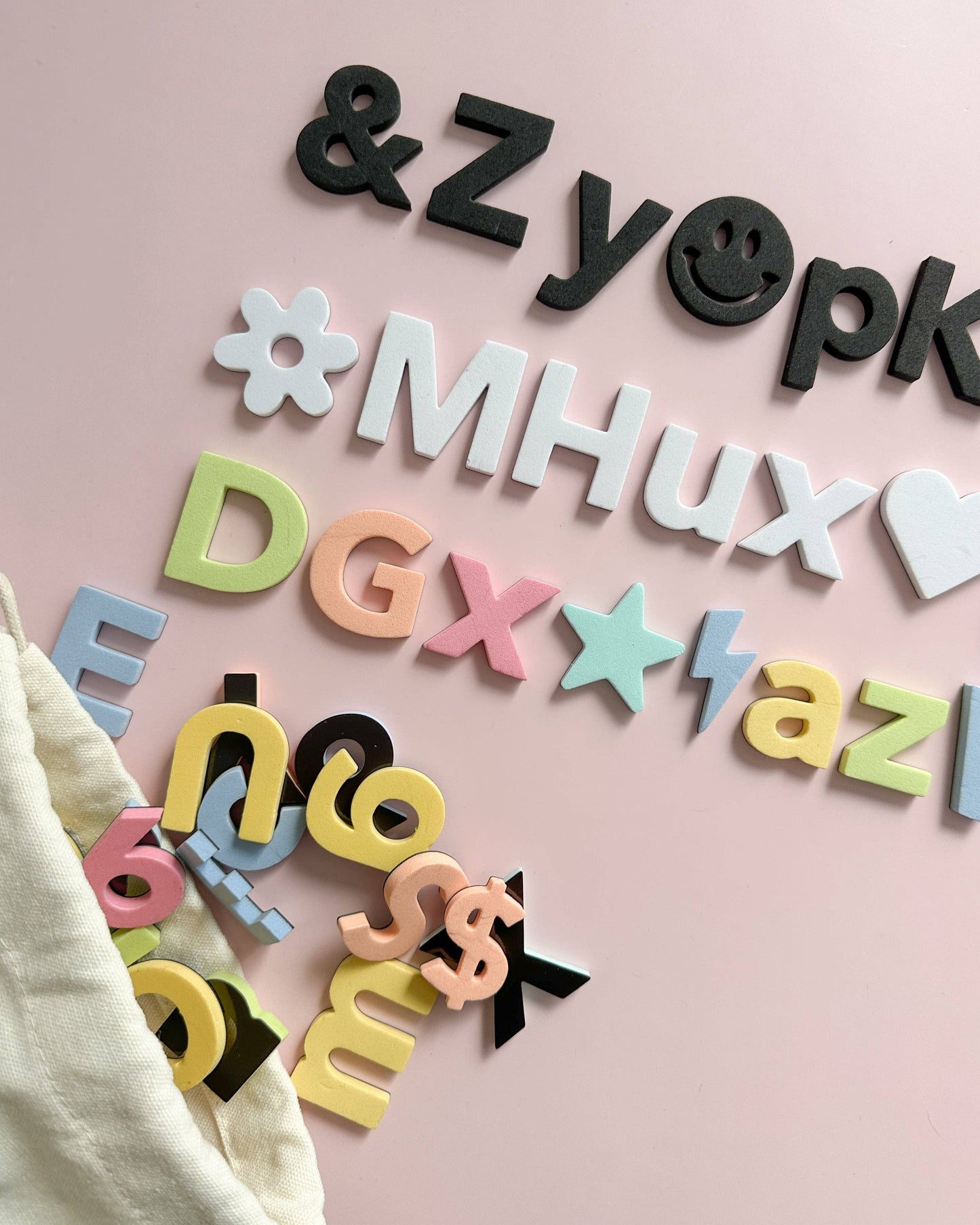 Soft Foam Magnetic Letters & Symbols 150pc Set: Milky White