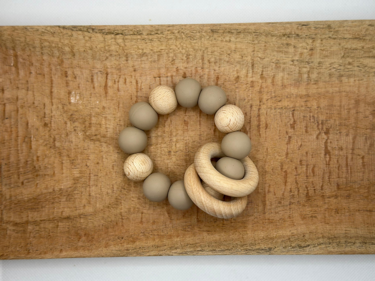 Pacifier Clip , Teether & Set - Cappuccino