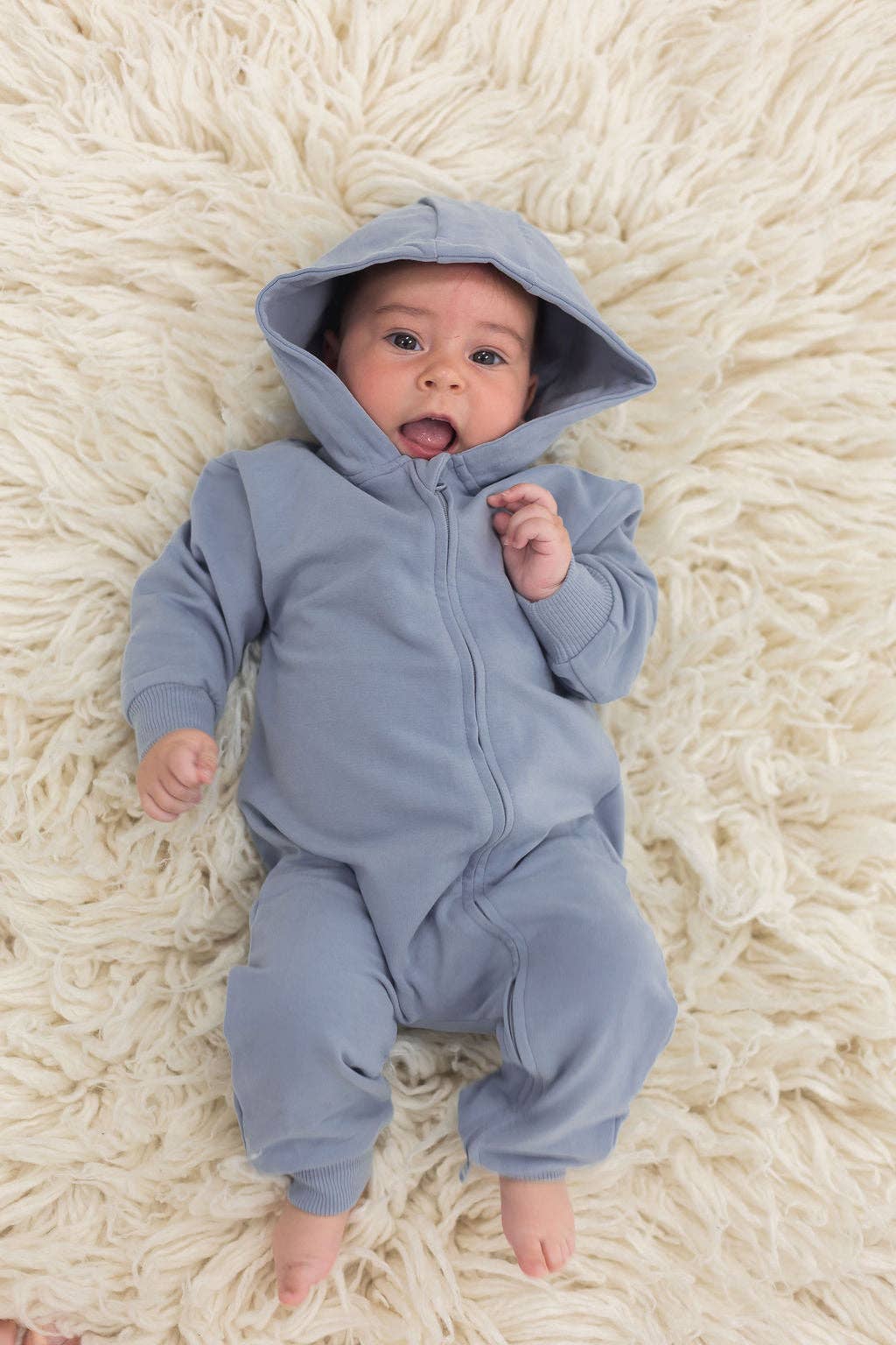 Hoodie Romper | Fog: 0/6M