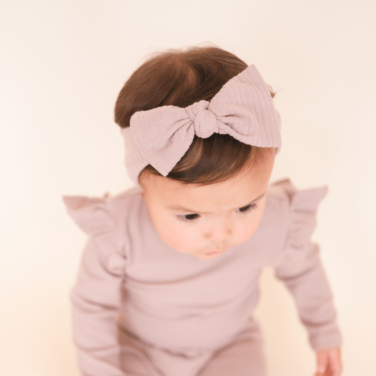 Organic Ribbed Cotton Knot Bow: 6-12M