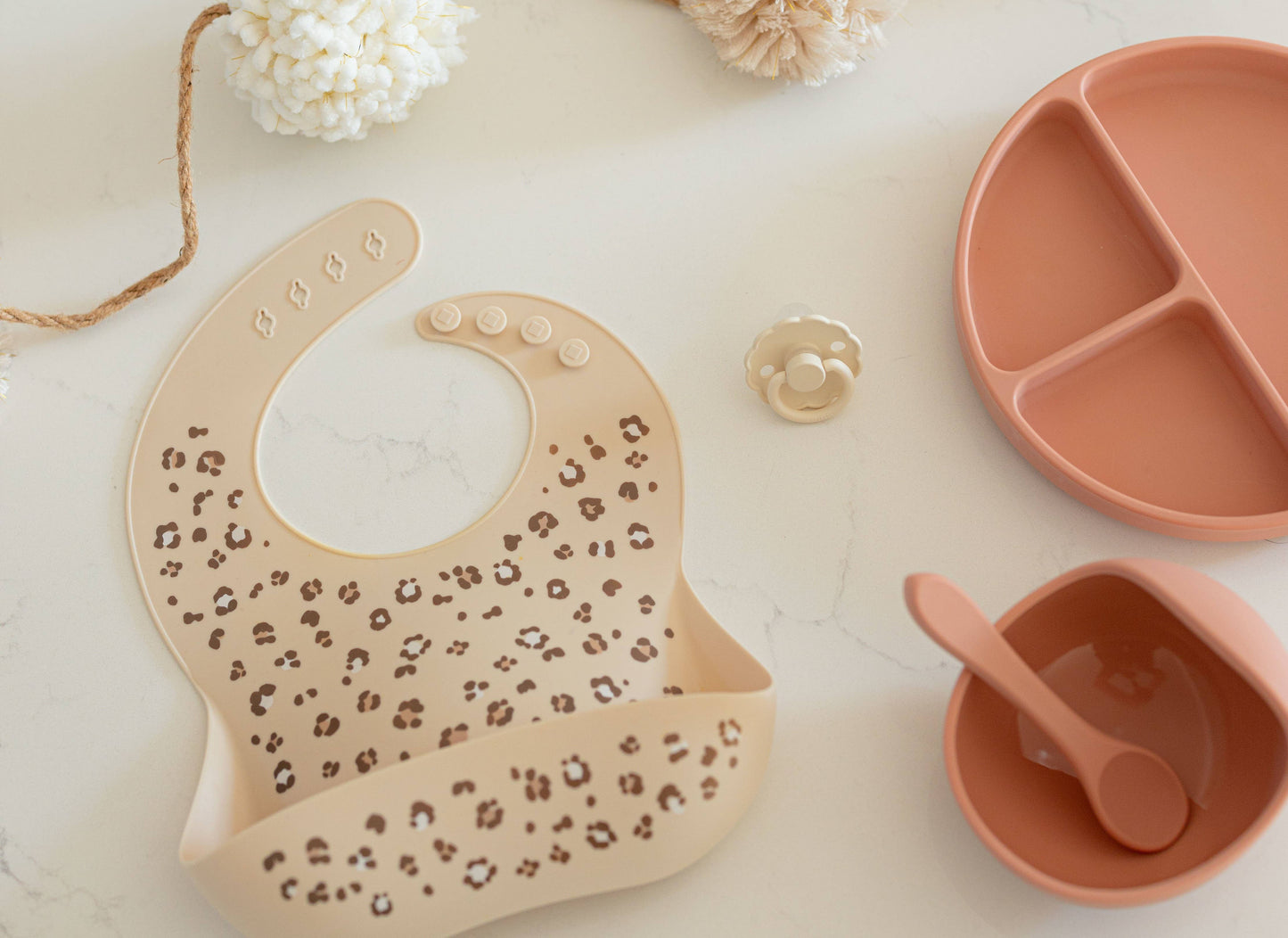 Terracotta Silicone Suction Bowl and Spoon Set