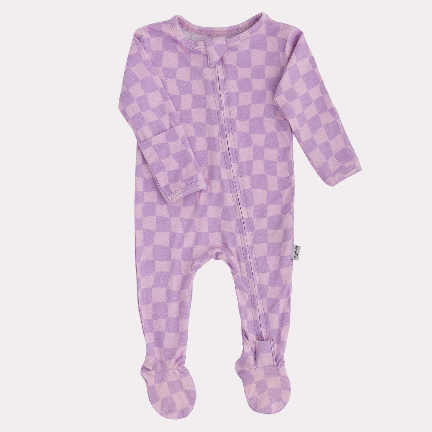 Bamboo Footed Sleepers | Cruise Collection: Wavy Checks - Purple / 3-6M