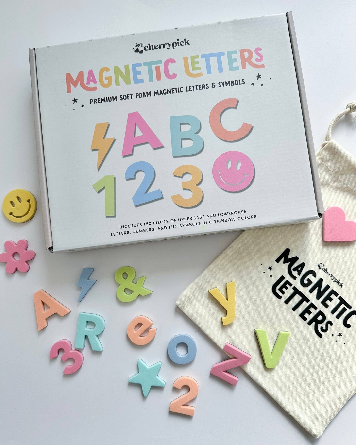 Soft Foam Magnetic Letters & Symbols 150pc Set: Milky White