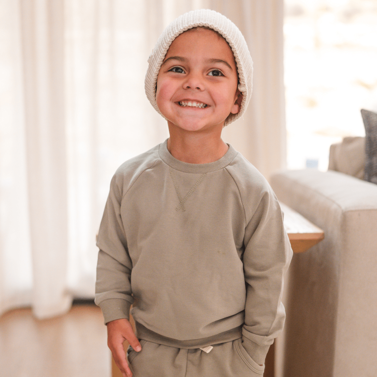 Sweatshirt + Jogger Matching Set | Sage: 18-24m