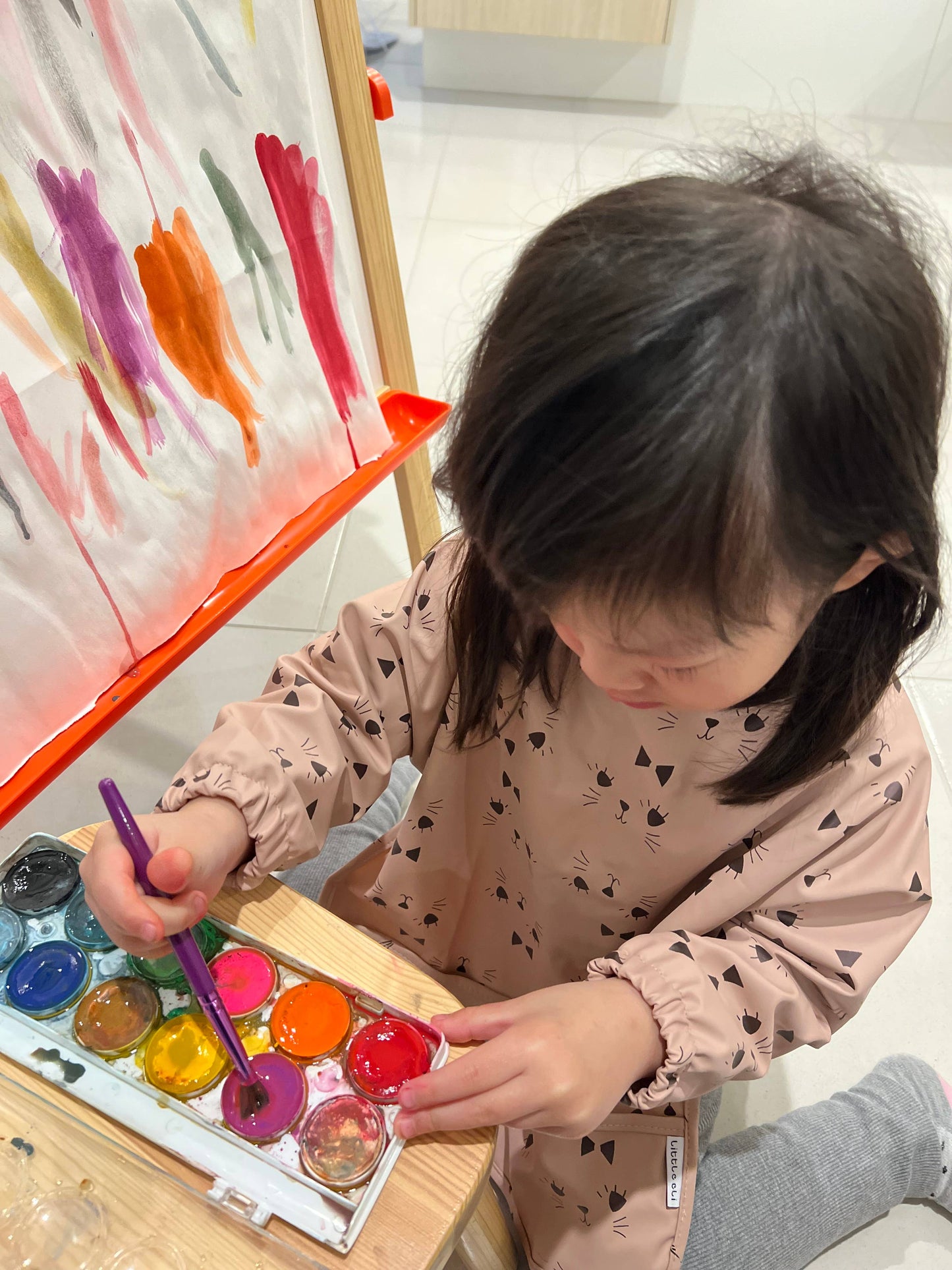 Smock Bib: Ivory Rainbow