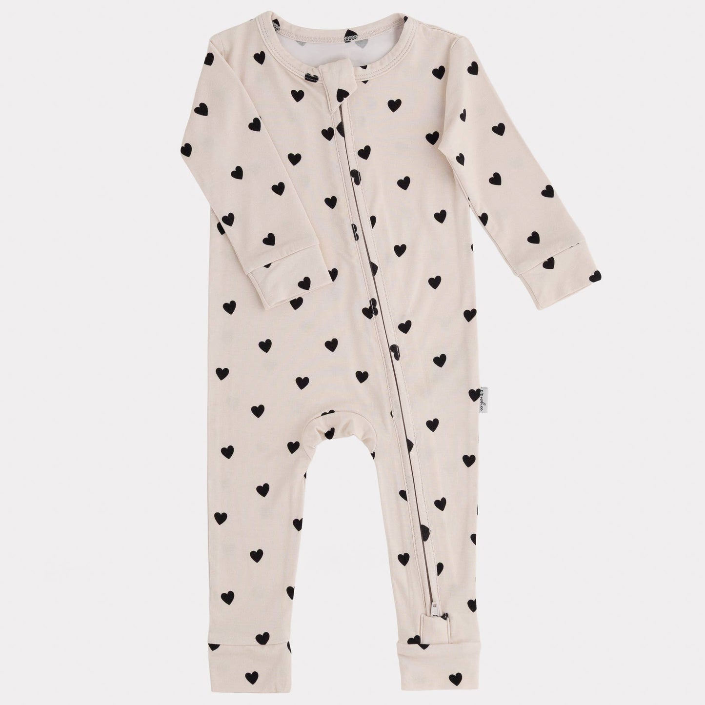 Bamboo Footless Sleeper | Black Hearts