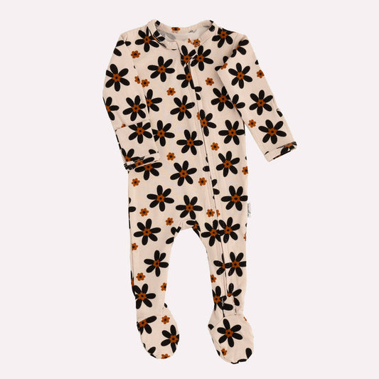 Bamboo Footed Sleepers | Prints: Boho Daisies / 0-3M