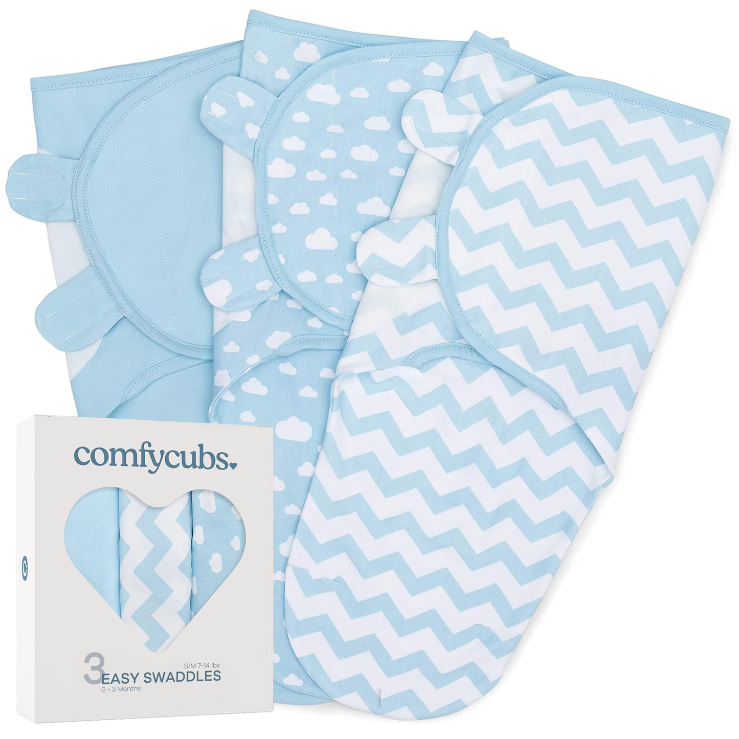 Baby Easy Swaddle Blankets - Pack of 3 by Comfy Cubs: Blush/Mauve/Mulberry / Small (0-3 Months)