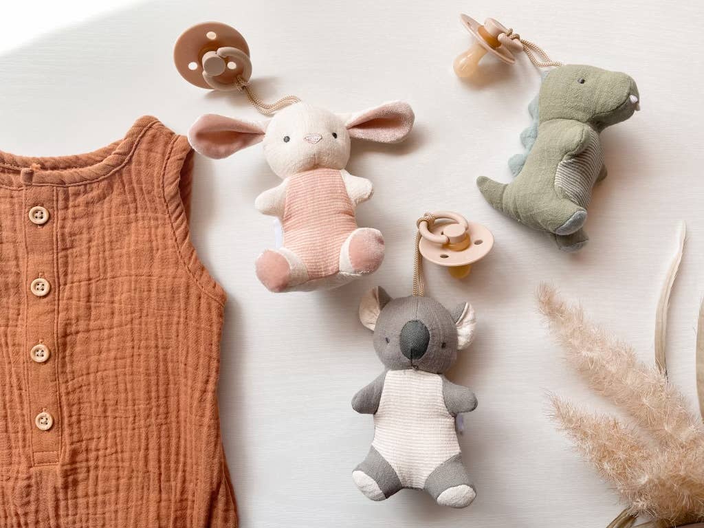 *New Options* Bitzy Pal Natural Rubber Pacifier & Plush: Bunny