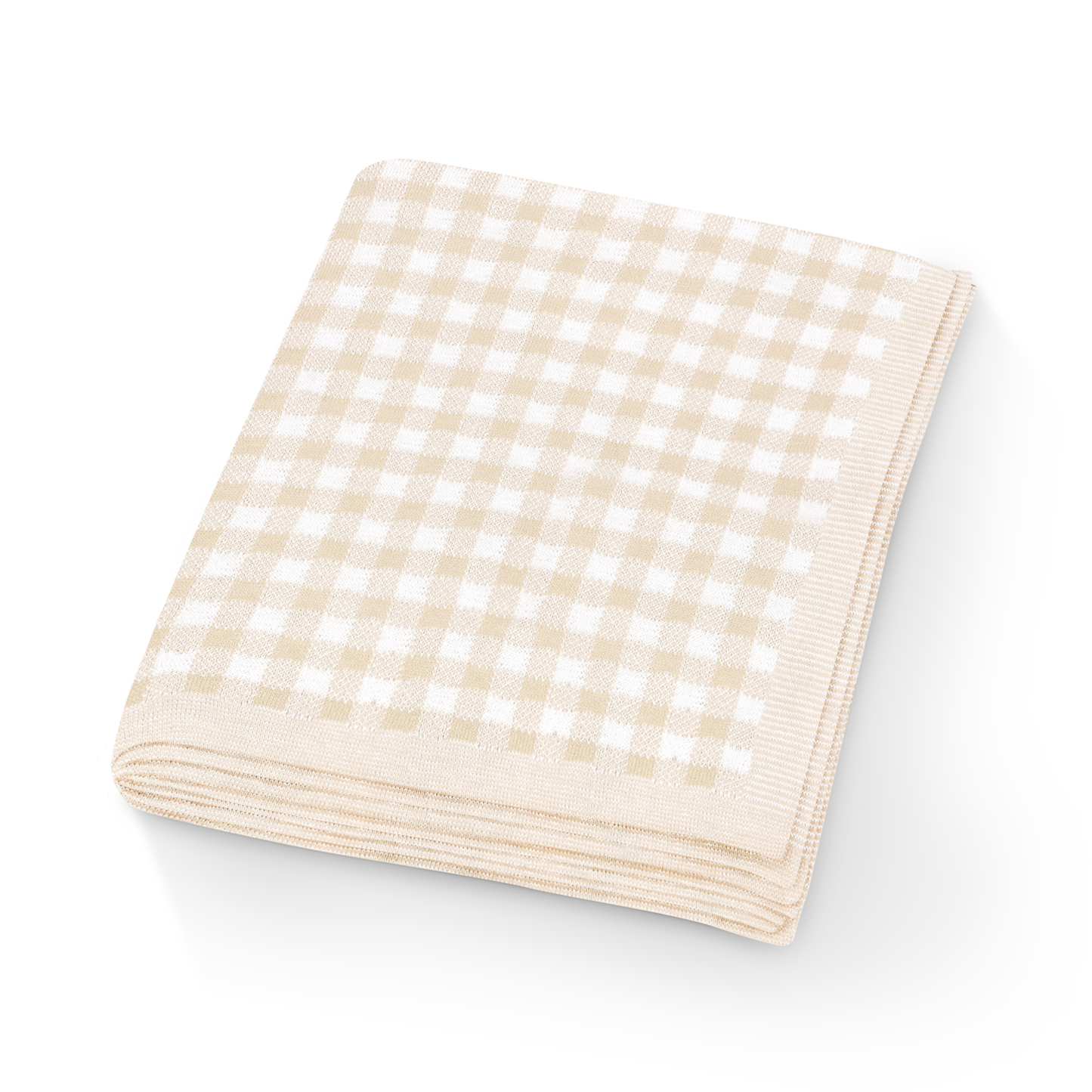 100% Luxury Cotton Swaddle Receiving Baby Blanket - Plaid: Beige