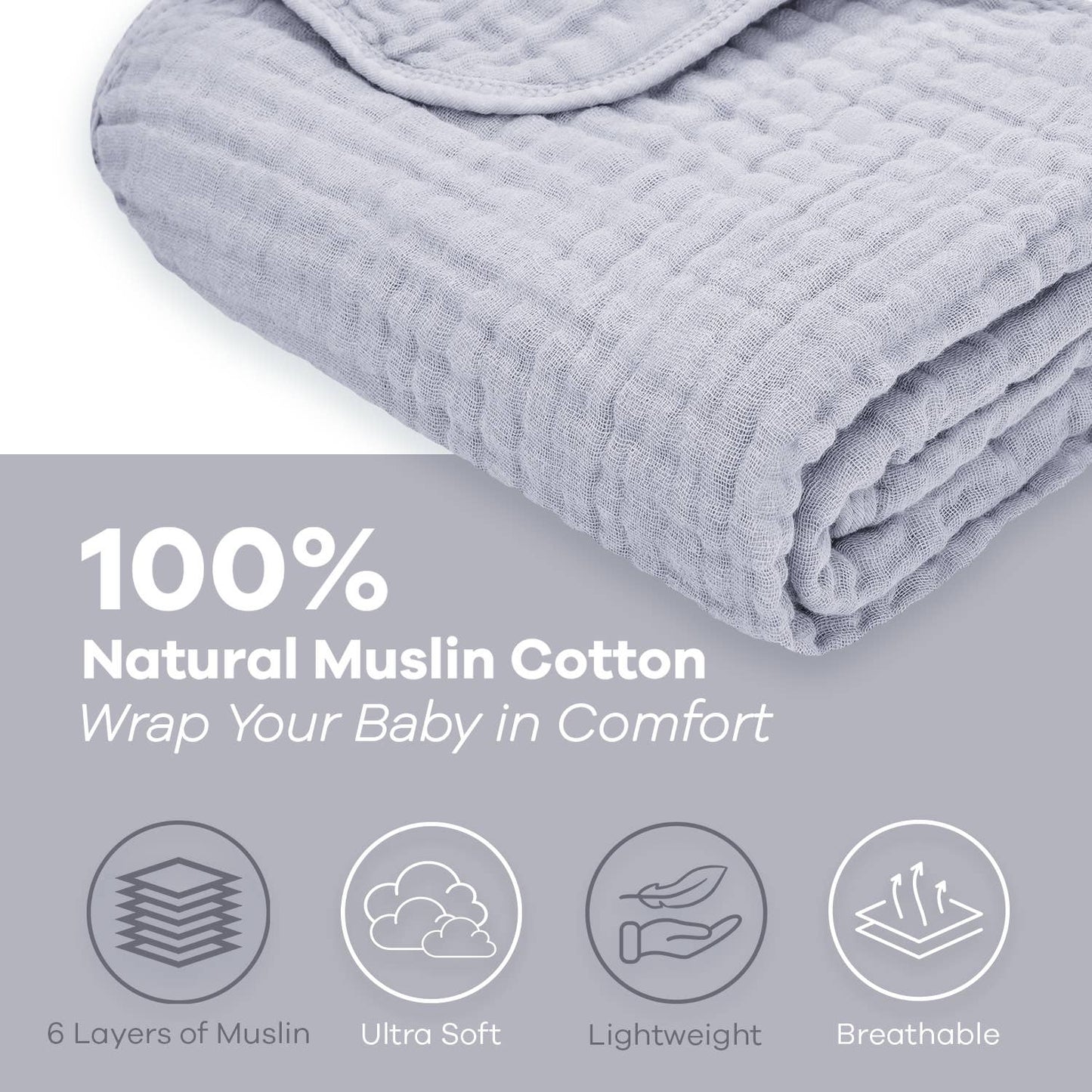 Baby Muslin Cotton Blankets by Comfy Cubs: Blush