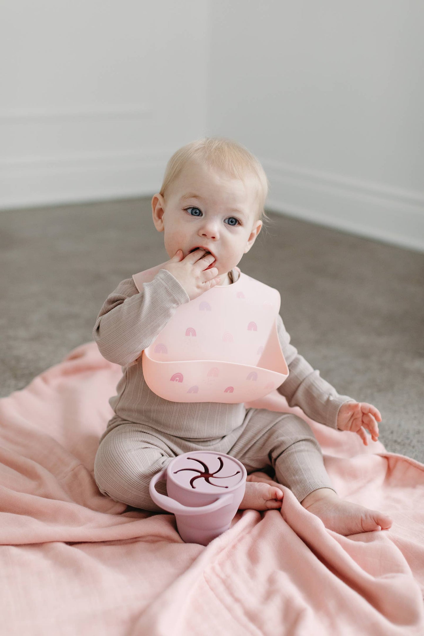 Pale Mauve Lidded Silicone Snack Cup