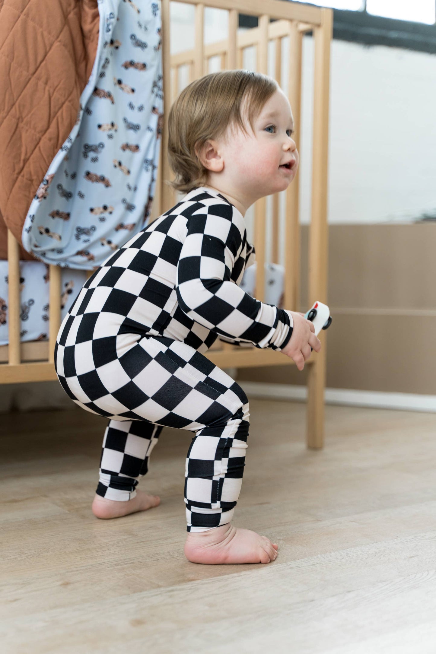 Bamboo Footless Sleeper | Black Checks