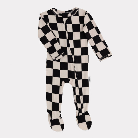 Bamboo Footed Sleeper | Black Checkered