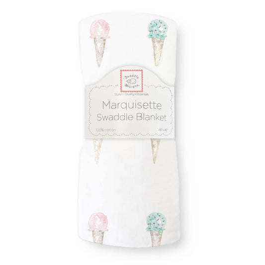 Watercolor Ice Cream Marquisette Swaddle Blanket