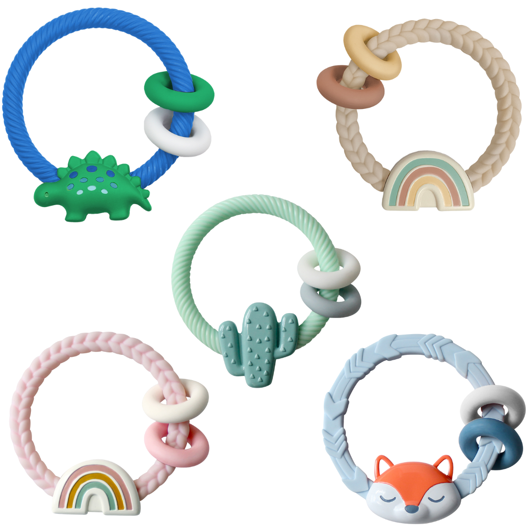 *New* Ritzy Rattle™ Silicone Teether Rattles: Highland Cow