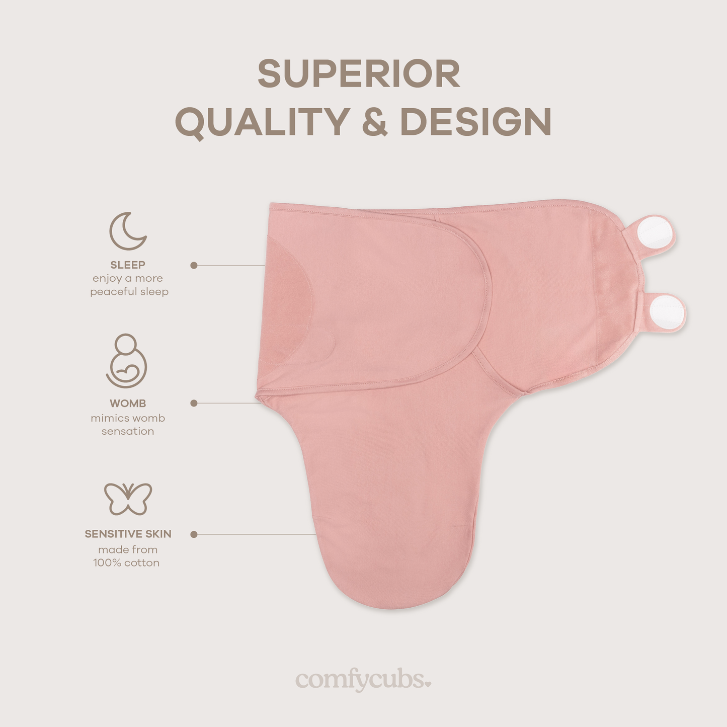 Baby Easy Swaddle Blankets - Pack of 3 by Comfy Cubs: Blush/Mauve/Mulberry / Small (0-3 Months)