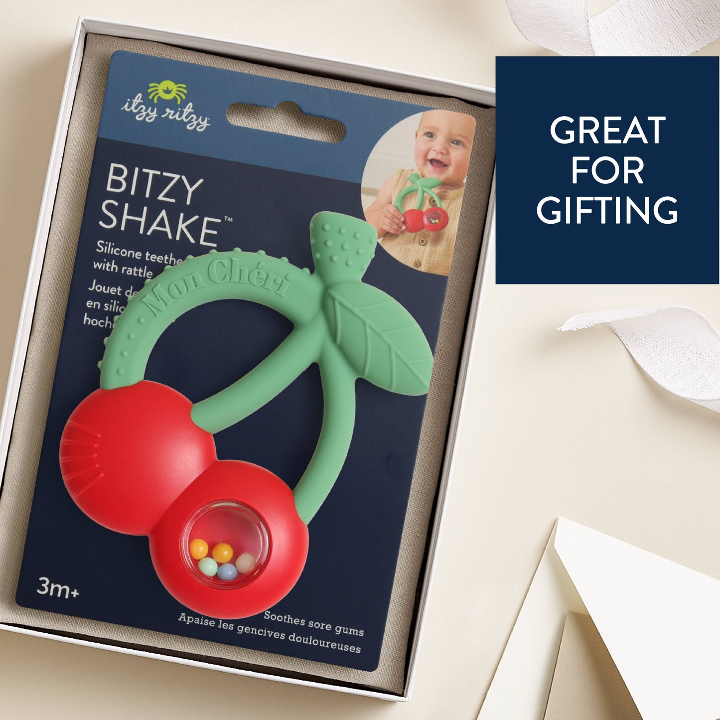 *NEW* Bitzy Shake™ - Silicone Teether with Rattle: Goose