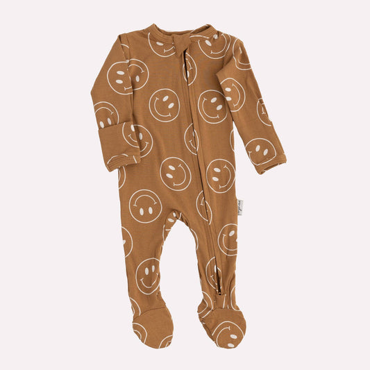 Bamboo Footed Sleepers | Prints: Caramel Smileys