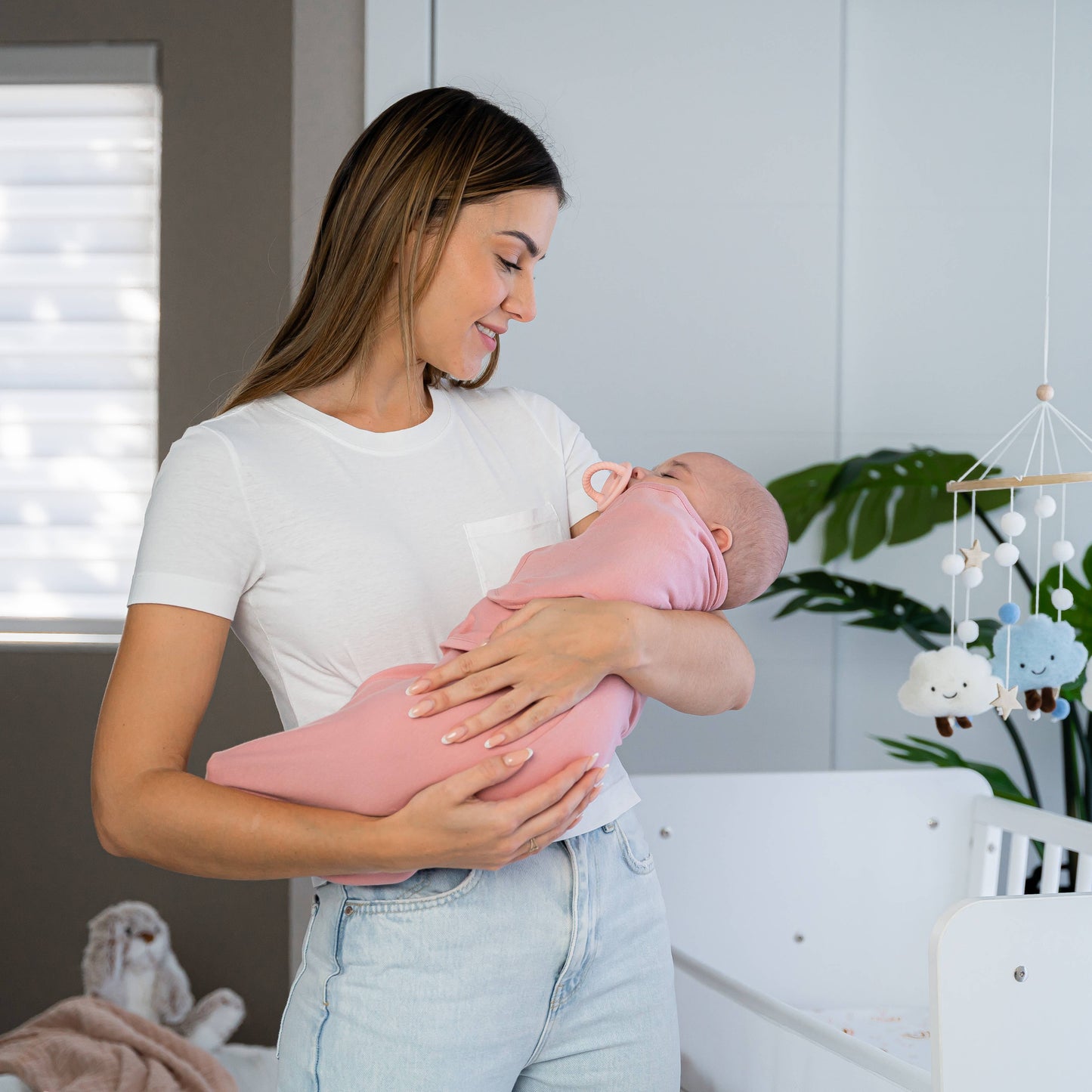 Baby Easy Swaddle Blankets - Pack of 3 by Comfy Cubs: Blush/Mauve/Mulberry / Small (0-3 Months)