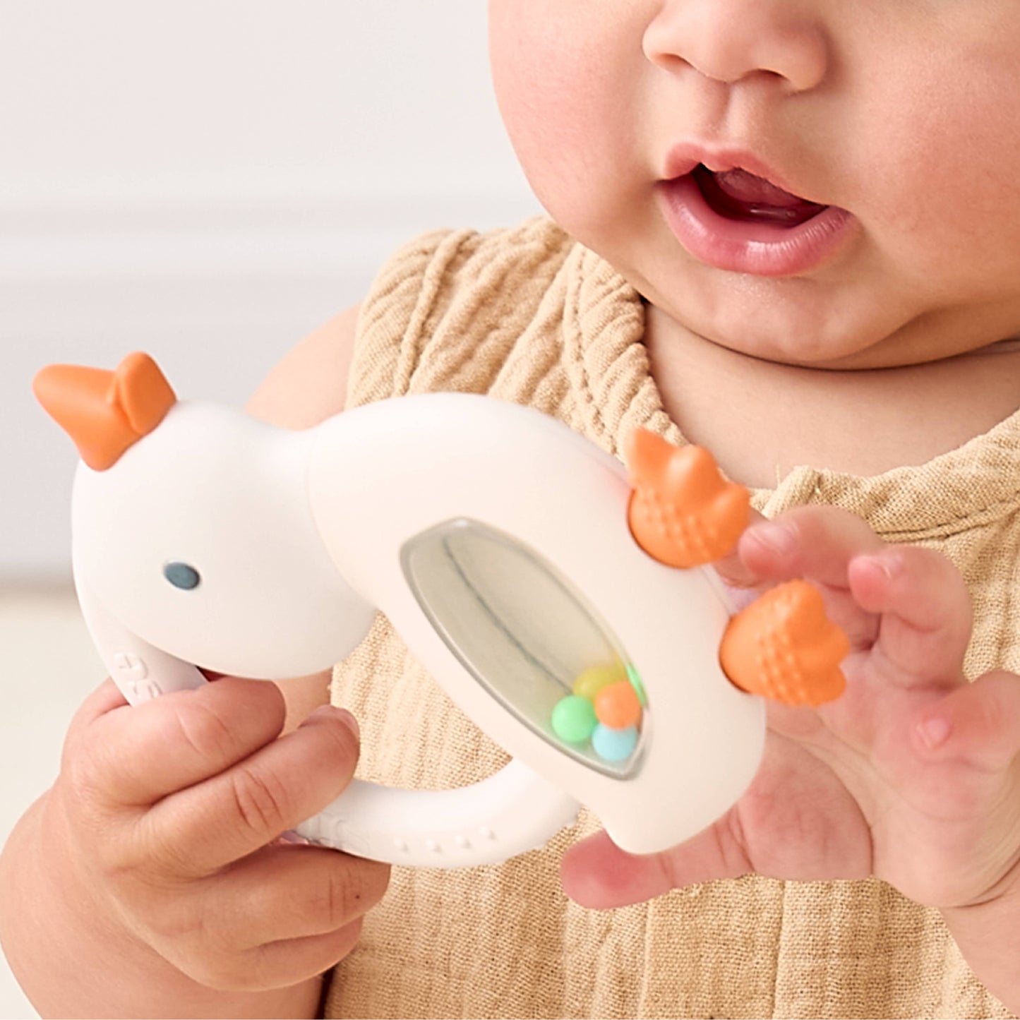 *NEW* Bitzy Shake™ - Silicone Teether with Rattle: Goose