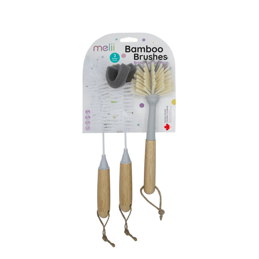 3 Pack Bamboo Dish & Bottle Brush Scrubber