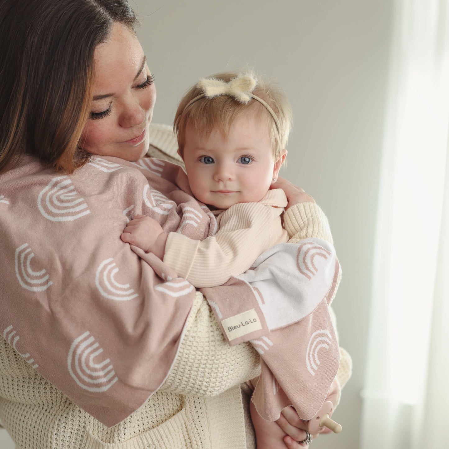 100% Luxury Cotton Swaddle Receiving Baby Blanket - Rainbow: Pink