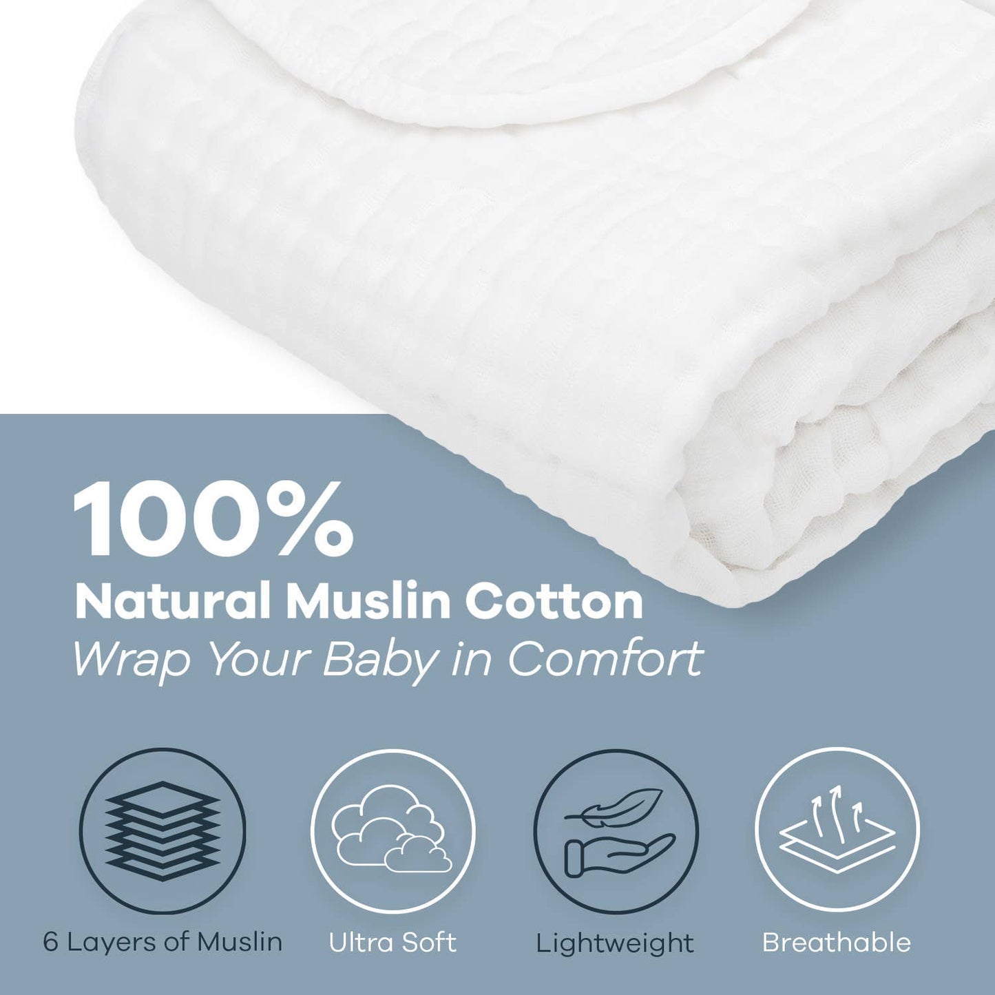 Baby Muslin Cotton Blankets by Comfy Cubs: Blush