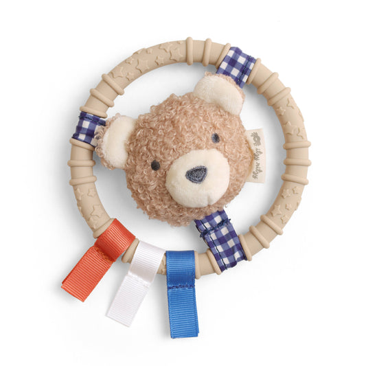 *NEW* Itzy Ring Pal™ - Teething Ring with Plush Character: Taupe Bear
