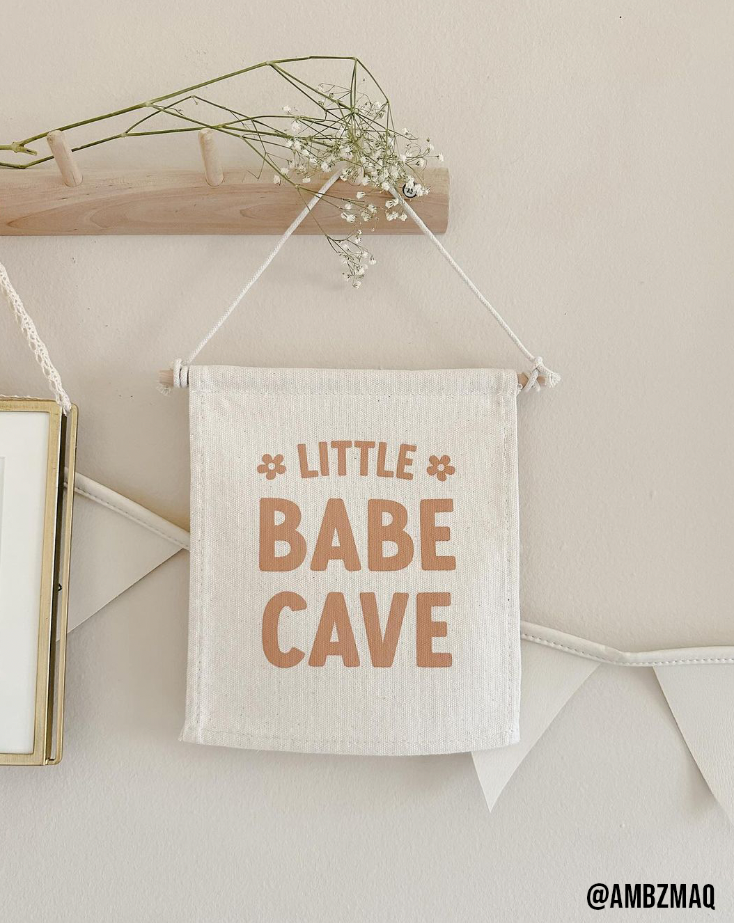 Little Babe Cave Canvas Hang Sign - Girls Canvas Decor