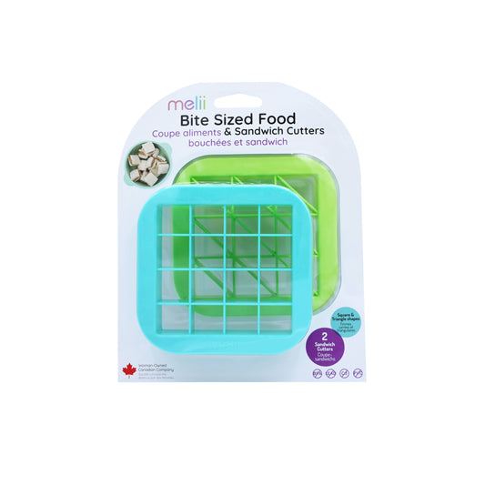 Bite Sized Food & Sandwich Cutter Two Pack-Square & Triangle: Blue