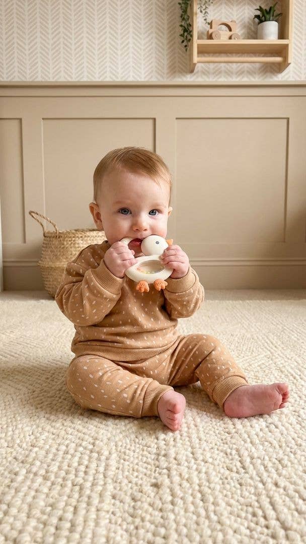 *NEW* Bitzy Shake™ - Silicone Teether with Rattle: Goose
