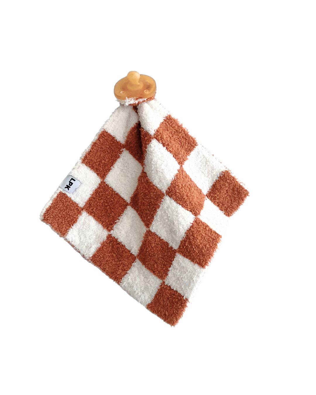 Checkered Plush Baby Lovey | Copper