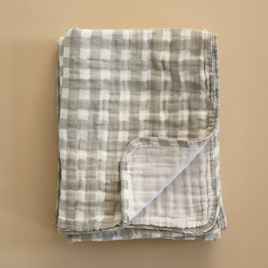 Quilted Blanket - Sage gingham