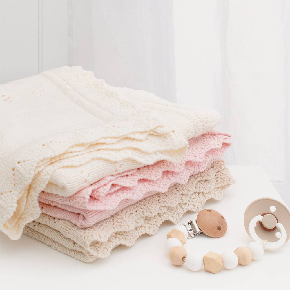 Bamboo/Cotton Heirloom Baby Blanket - Natural